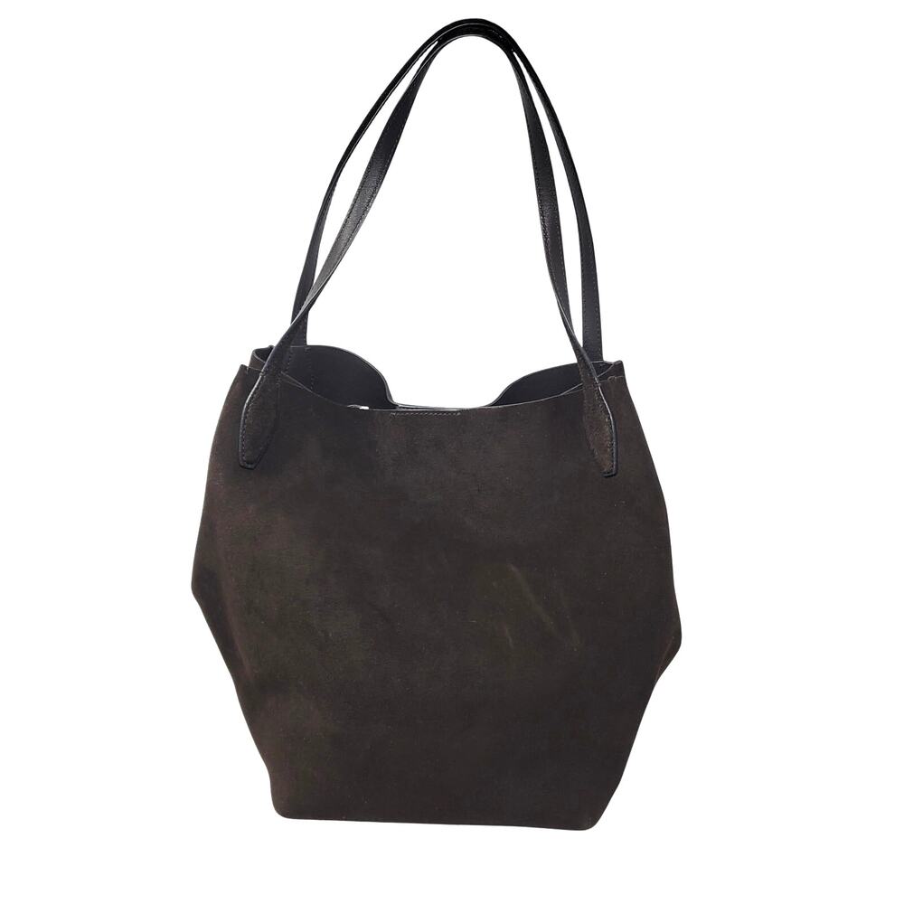 Madewell Suede The Shopper Tote Oversized Shoulder Bag Dark Carob Leather Brown